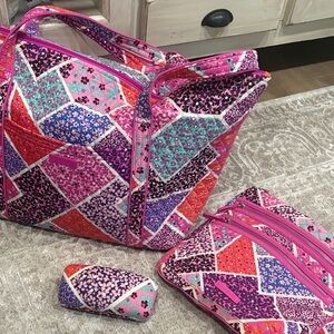 Vera Bradley Modern Melody  Patchwork Tote Set Crossbody Eyeglass Case